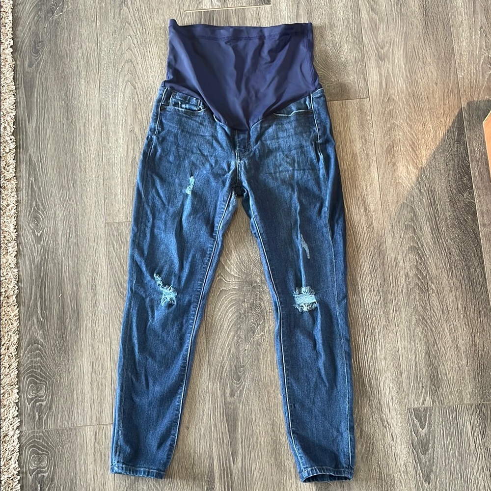 Pink Blush Maternity Jeans with Stretch Panel